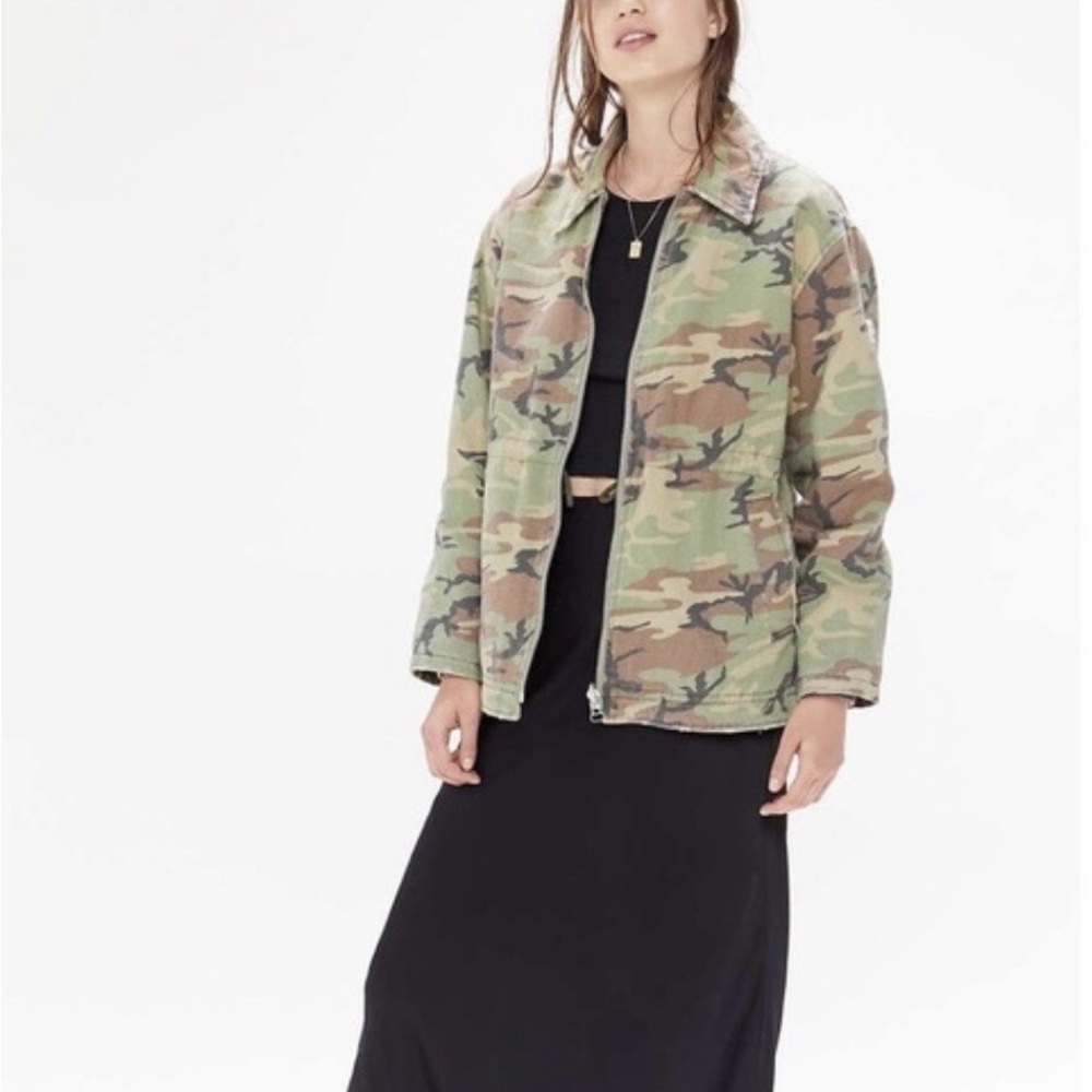 BDG Camouflage Bomber Jacket with Orange Lining